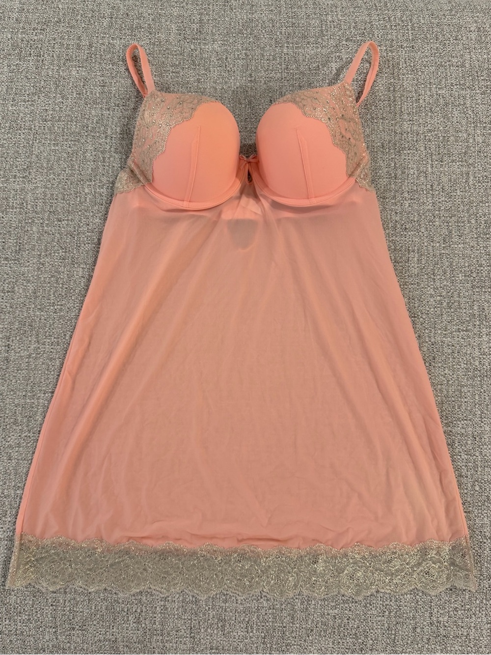 Victoria's Secret Peach Lace-Trim Chemise - Picture 3 of 11